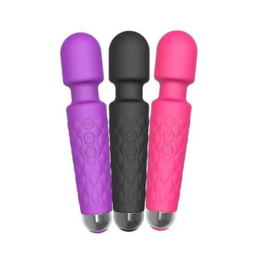 Imagem de Massageador Vibrador Estimulador USB Recarregável Silencioso tipo Varinha Mágica 20cm 7 intensidades