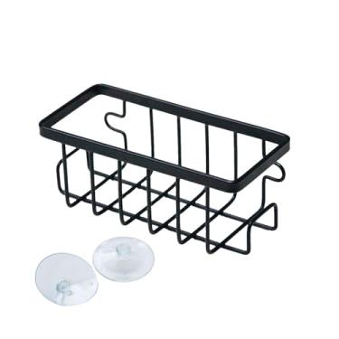 Imagem de Ｂｅｓｇａ Songe Sponge Suport Rack Rack com copo de sucção Organizador multifuncional Pia de pia de pia de pia de pia para trapos Scrubbers, Preto