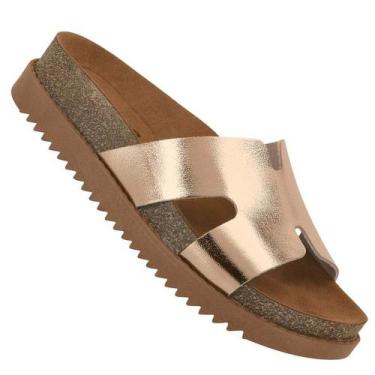 Imagem de Chinelo Papete Moleca 5500.100 Feminino, Ouro rosado, 35