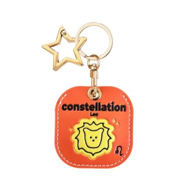 Imagem de Capa de couro para chaveiro AirTag, capa protetora fofa para Apple Air Tag com chaveiro estrela, antiarranhões, localizador oculto, rastreador GPS para chaves, bolsa, animais de estimação, mochila