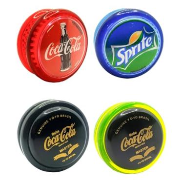 Imagem de Kit Profissional de Yo-Yo com 4 Unidades - Modelos Rolamento e Fixo (Ioio/Yo-Yo) (Coca/Sprite/Coca Preto/Coca Verde Limão)