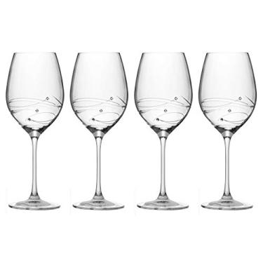 Imagem de Barski - Vidro feito à mão - Brilho - Taça de vinho tinto - Decorada com diamantes de cristal reais - Caixa de presente - 473 ml - Feito na Europa - Conjunto de 4