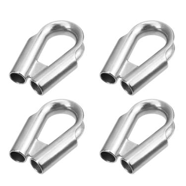 Imagem de Savagrow 4 peças de dedal de tubo de corda com reforço tubo de fio prata dedal 304 tubo de corda de guincho de aço inoxidável para cabo de 8 a 10 mm