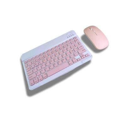 Imagem de Conjunto Teclado Com Mouse Bluetooth Sem Fio Coloridos Wireless - prim