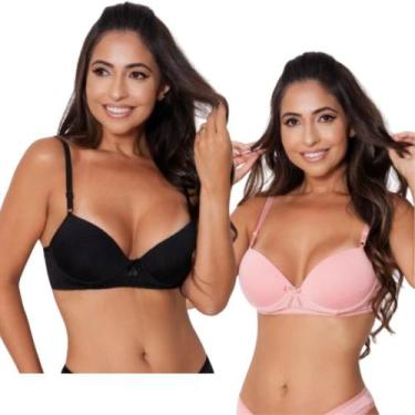 Imagem de Kit 2 Sutiã Com Bojo Plus Size Feminino Básico Lingerie Liso Confortáv