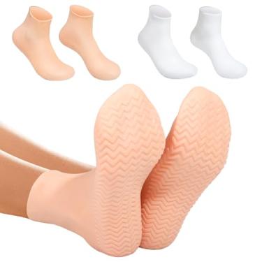 Imagem de Vigdit Meias De Silicone Para Pés Secos E Rachados 2 Pares, Meias Hidratantes Tamanho Xl Longo, Meias De Calcanhar Hidratantes Antiderrapantes Para Pés Secos E Rachados Para Mulheres, Meias De Pedic