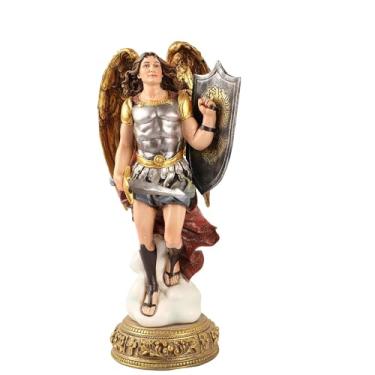Imagem de Yu Yan Creative Home Gifts Presentes religiosos, estátua do Arcanjo Miguel, presente religioso para casa ou escritório, decoração de casa inspiradora, 26 cm de altura, escultura renascentista feita à