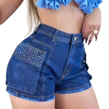 Imagem de Short Jeans Cargo Cintura Alta Moda Blogueira - SN Jeans, 36