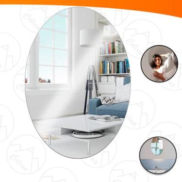 Imagem de Espelho Adesivo Acrilico Oval 30x20cm Boa Nitidez Decorativo Sala Banh