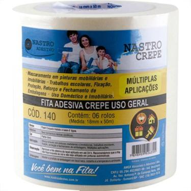 Imagem de Fita Crepe Nastro 18Mm X 50Mt - Kit C/6 Unidades - AFA
