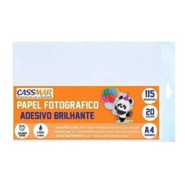 Imagem de Papel Fotográfico Adesivo A4 Brilhante 115g Cassmar 20fls