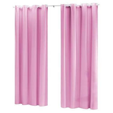 Imagem de Cortina Blackout PVC (Plástico) Decorativa Corta Luz 100% 2,80M x 2,80M de Porta Janela com Ilhós (ROSA)