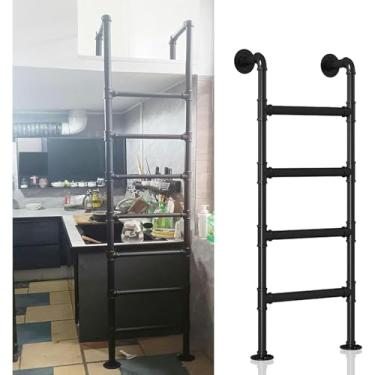 Imagem de Escada de cama de metal montada na parede, escadas de saída do porão do sótão, escada de escape de incêndio para segurança residencial de emergência, escadas de subida que economizam espaço, cargas