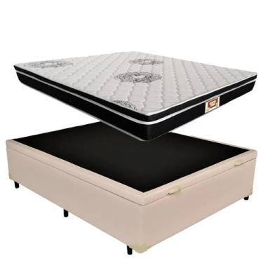 Imagem de Cama Box Baú Casal  Bege + Colchão De Molas 1,38 X 1,88 - Rosana Colch