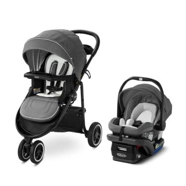 Imagem de Carrinho de Viagem Graco Modes 3 Lite Platinum com Assento Reversível, Dobrável com Uma Mão e Cadeirinha de Carro para Bebê SnugRide