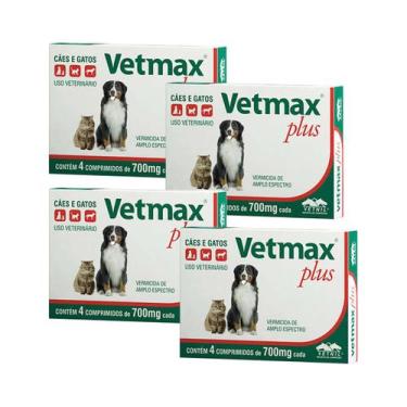 Imagem de Vetmax Plus 700mg Vetnil 4 comp. Cães e Gatos Kit com 4