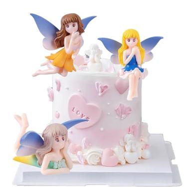 Imagem de 3 peças de decoração de festa com tema de fada flor enfeite de cupcake de fada centro de mesa de festa de fada decoração de festa de fada aniversário chá de bebê decoração de festa de aniversário