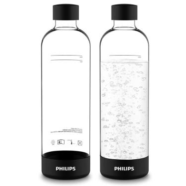 Imagem de Garrafas de Carbonatação Philips, 1L Twin Pack Garrafas de Água com Gás pet Reutilizáveis Compatíveis com Philips Sparkling Water Maker, 2 Pack, Preto