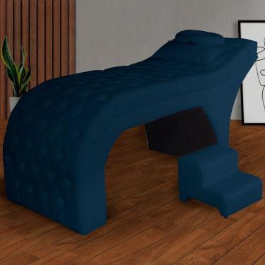 Imagem de Maca Estética Estofada 80cm Capitonê Sintético Cor: azul Marinho