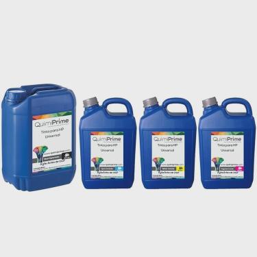 Imagem de Kit 4 Tinta Recarga Tankfull Para hp Universal de 20L Black e 5L Color QuimiPrime