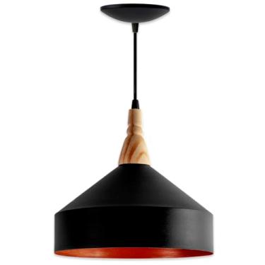 Imagem de Lustre Luminária Pendente Zara Sala Quarto Cozinha (Preto e Cobre)
