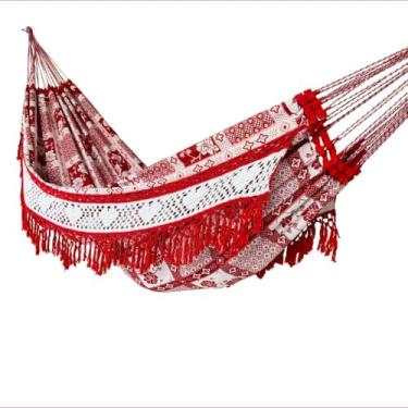Imagem de Rede De Descanso Dormir Casal Artesanal Gigante(VERMELHO BRANCO)