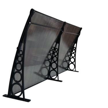 Imagem de Toldo Policarbonato 1,20x0,80m Cobertura para Portas e Janelas Imperial com Fita de Vedação Proteção Casa e Comércio com Filtros de Raios UV (FUME COM PRETO, 1,20x0,80m)