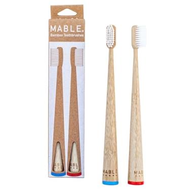 Imagem de Escova de dentes de bambu da Mable, autopé, cerdas macias não tóxicas, pacote com 2 (cerdas originais)