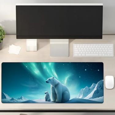 Imagem de Turamurra Tapete de mouse para jogos Polar Bear 80 cm x 30 cm, base de borracha antiderrapante para computadores, laptop, escola, escritório, acessórios para casa, decoração, mouse pad, tapete de mesa