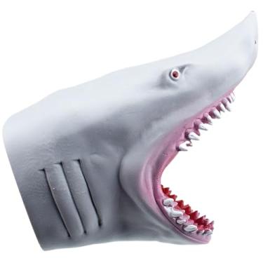 Imagem de Fantoche de tubarão realistas e assustadores fantoches de mão de animais com dentes afiados para crianças adultos fantoches de mão de animais de borracha macia para casa, jardim de infância, contar