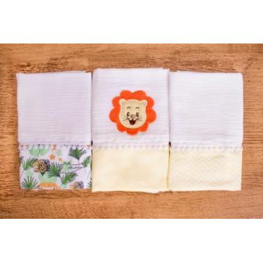 Imagem de Kit 3 Peças Fralda De Boca Para Bebê - Miguel Baby, Leão Laranja
