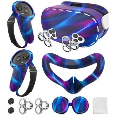 Imagem de MS.CLEO Conjunto De Capa De Silicone Compatível Com Acessórios Meta/Oculus Quest 3S, Capa De Silicone Para O Rosto, Capa Para Controle, Protetor De Lente De Câmera, Capa Vr Shell, Capa Protetora De