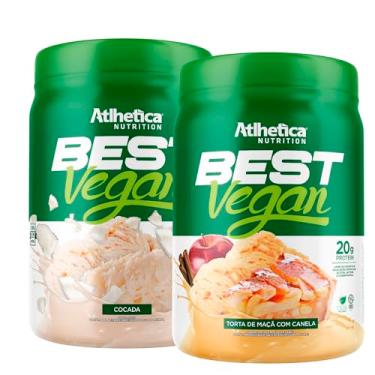 Imagem de Kit 2x Best Vegan 500g - Formula Blend Vegano - Proteina da Ervilha e Arroz Atlheticanutritioon (2x Potes 500g, Cocada/Torta de Maça com Canela)