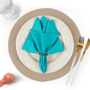 Imagem de Kit Guardanapo de Tecido Algodão Mesa Posta 4 Unidades e 4 Anel(tifany)