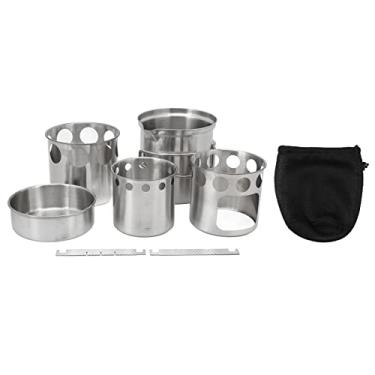 Imagem de Aço inoxidável acampamento fogão utensílios de cozinha portátil Anti deslizamento de vaso de cozinha para camping de camping ao ar livre para camping backpacking de longa