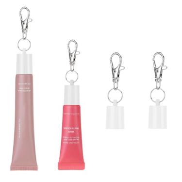 Imagem de Chaveiro com protetor labial para as sextas-feiras de verão de 14,2 g, suporte de brilho labial portátil compatível com protetor labial LANGIGE 10 ml (2 branco)
