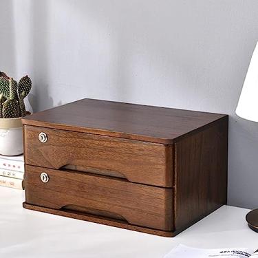 Imagem de Caixa de armazenamento de secretária com gavetas - arquivo de secretária, arquivador de secretária com gavetas caixa de armazenamento de secretária de madeira com gavetas com fecho, organizador