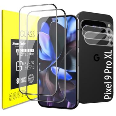 Imagem de Protetor de tela para Google Pixel 9 Pro XL, vidro temperado e protetor de lente de câmera, HD transparente, dureza 9H, antiarranhões, sem bolhas, cobertura total para pixel 9 Pro XL [2 + 2 unidades]