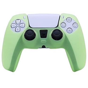 Imagem de Capa de controle que brilha no escuro compatível com controle PS5/Playstation 5, capa protetora RALAN com alça de polegar personalizada