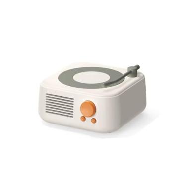 Imagem de Mini alto-falante retrô, alto-falante Bluetooth portátil sem fio, som surround de 360°, estilo antiquado, bateria de longa duração de 10 horas (branco damasco)