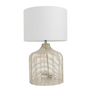 Imagem de Deco 79 Luminária de mesa Coastal Linen para quarto, sala de estar, escritório, quarto de criança, quarto de meninas, dormitório, 45" C x 45" L x 55" A, bege