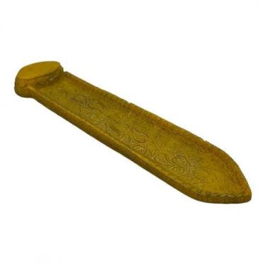 Imagem de Incensário Régua 23 cm Universal Amarelo com Dourado Resina - Lua Míst