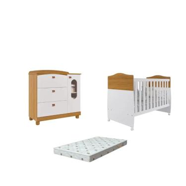 Imagem de Quarto Bebe Berço e Cômoda Fofura Dorabelly com Colchão