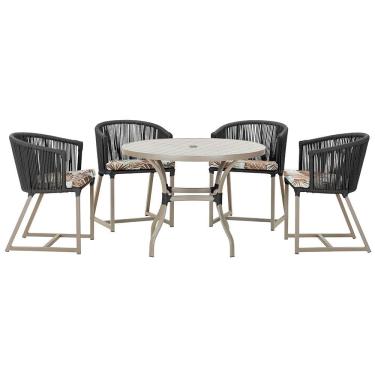 Imagem de  Mesa com 4 Cadeiras de Jantar Roma 100cm e Noronha em Aluminío