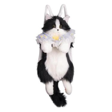 Imagem de Mochila Chongker Stuffed Animals Cute Cat Plush preta grande