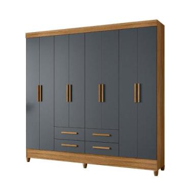 Imagem de Guarda Roupas Casal 8 Portas 4 Gavetas Flórida Freijó/Cinza Moval, Fre