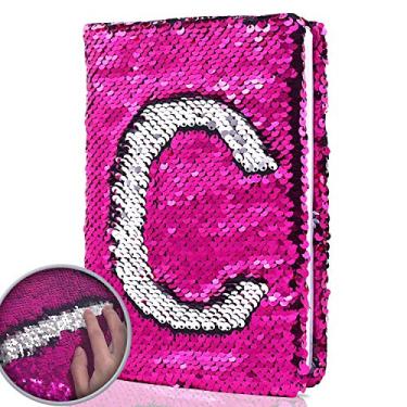 Imagem de EverCreatives Cadernos de lantejoulas reversíveis para meninas, diário rosa personalizado com lantejoulas para meninas 21,5 x 14 cm, 160 páginas pautadas..