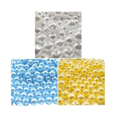 Imagem de Inova Aviamentos Pérolas ABS 3mm com Furo Passante, 3 Cores, 6000 Peças, Marrom