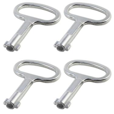 Imagem de Hyamass Conjunto de chaves de armário elétrico – pacote com 4 chaves de segurança de liga de alumínio para caixa de medidor de água e armários utilitários (orifício de 54 x 40 mm/5 mm) | Chaves de