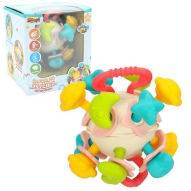 Imagem de Chocalho Multissensorial Mordedor Silicone Esfera Planetária 4 Em 1 Ed